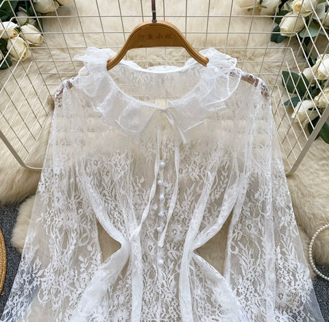 Delicate Hollowed Lace Shirt