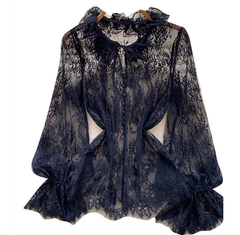Delicate Hollowed Lace Shirt