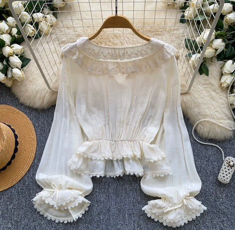 Sweetie V-neck Lace Trim Shirt