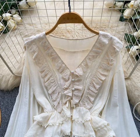 Sweetie V-neck Lace Trim Shirt