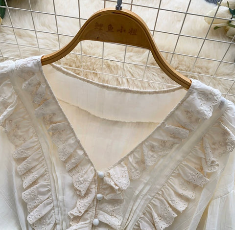 Sweetie V-neck Lace Trim Shirt