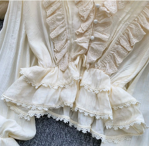 Sweetie V-neck Lace Trim Shirt