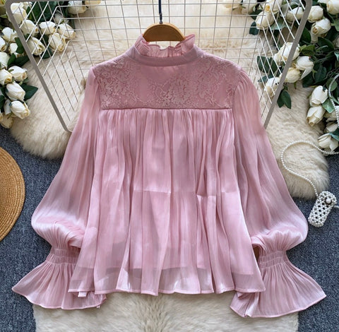 Ruffled Lace Patchwork Shirt