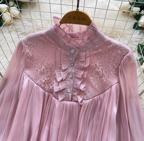 Ruffled Lace Patchwork Shirt