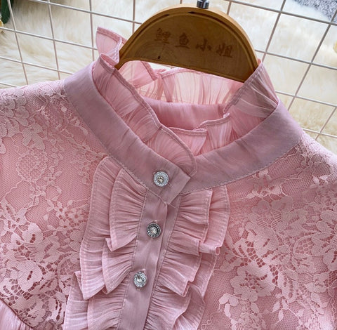 Ruffled Lace Patchwork Shirt