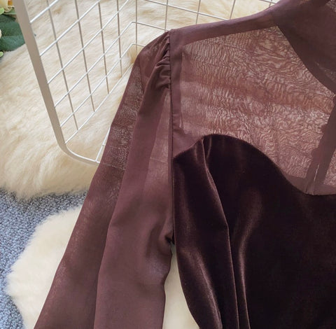 Turtleneck Mesh Patchwork Top