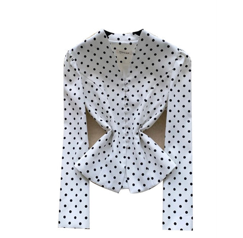 Niche V-neck Polka Dot Shirt