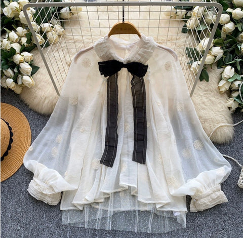 French Style Shirt with Bow-tie
