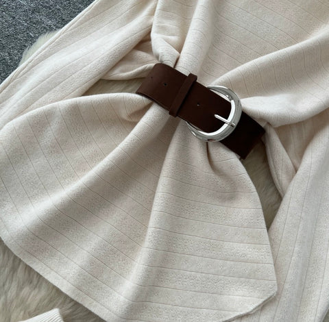 Off-shoulder Sweater & Skirt Knit 2Pcs