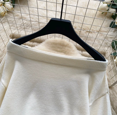 Off-shoulder Sweater & Skirt Elegant 2Pcs