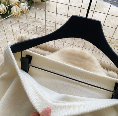 Off-shoulder Sweater & Skirt Elegant 2Pcs