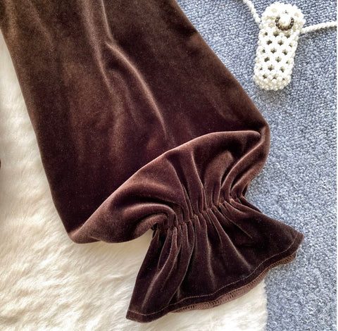 Ruffled Off-shoulder Velvet Top