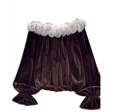 Ruffled Off-shoulder Velvet Top