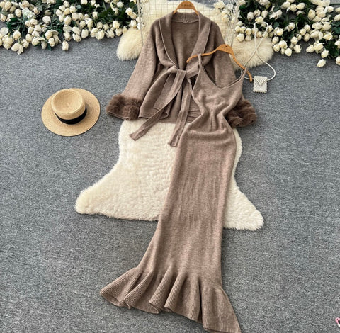 Cardigan & Slip Dress Knitted 2Pcs