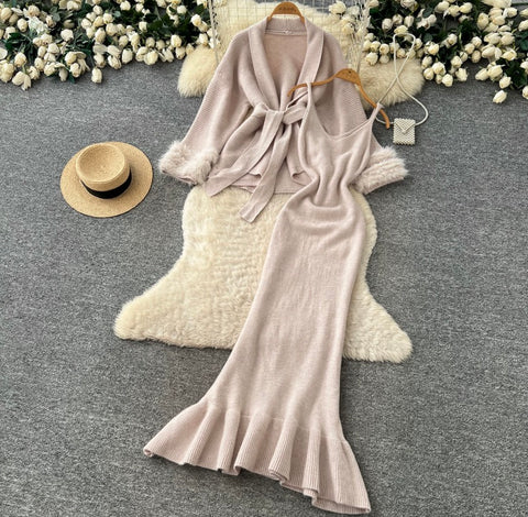 Cardigan & Slip Dress Knitted 2Pcs