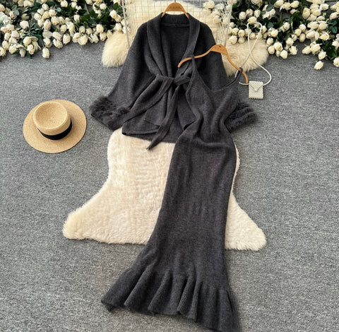 Cardigan & Slip Dress Knitted 2Pcs