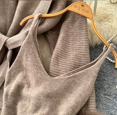 Cardigan & Slip Dress Knitted 2Pcs