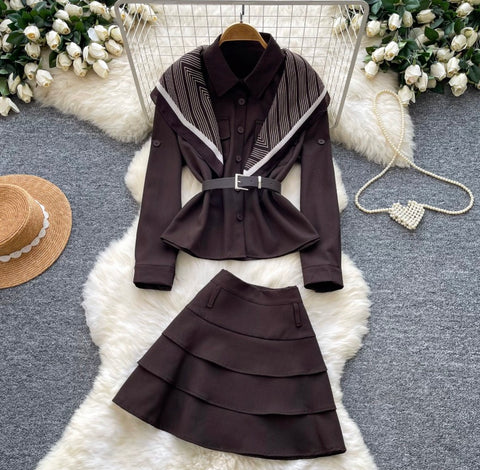 Premium Shirt & Pleated Skirt 2Pcs