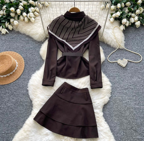 Premium Shirt & Pleated Skirt 2Pcs