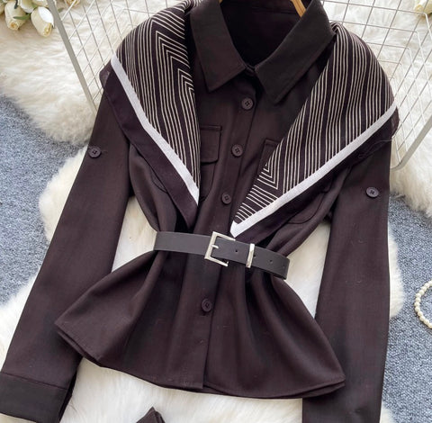 Premium Shirt & Pleated Skirt 2Pcs