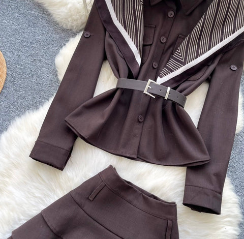 Premium Shirt & Pleated Skirt 2Pcs