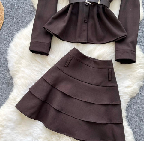 Premium Shirt & Pleated Skirt 2Pcs