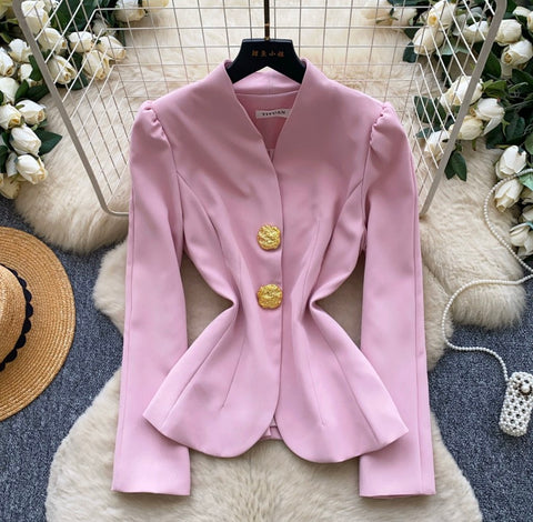 French Style Stand Collar Blazer