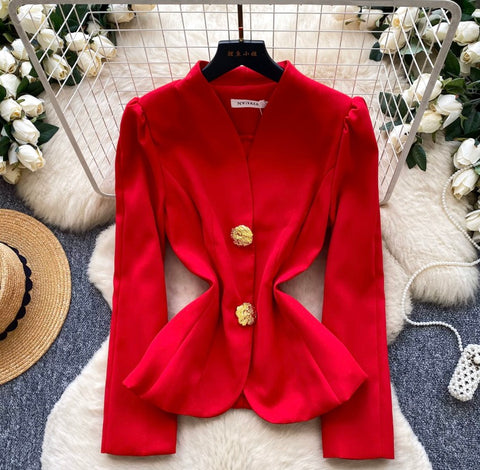 French Style Stand Collar Blazer