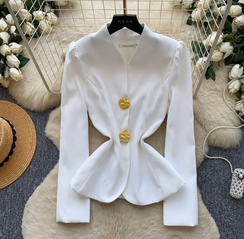 French Style Stand Collar Blazer