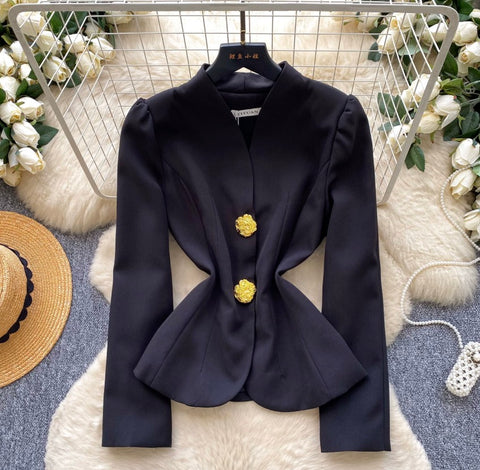 French Style Stand Collar Blazer