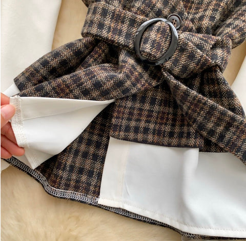 Faux Two-pieces Plaid Shirt
