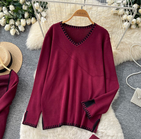 Shawl & Sweater & Skirt Knit 3Pcs