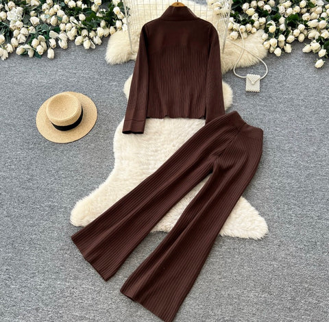 Embroidered Cardigan & Trousers 2Pcs