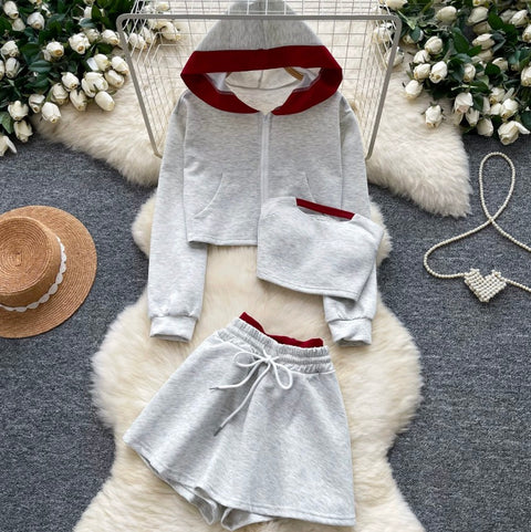 Hoodie & Camisole & Shorts Sportswear 3Pcs