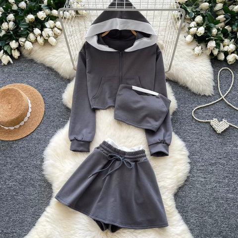 Hoodie & Camisole & Shorts Sportswear 3Pcs