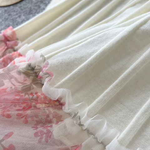 Floral Shawl & Knitted Dress 2Pcs