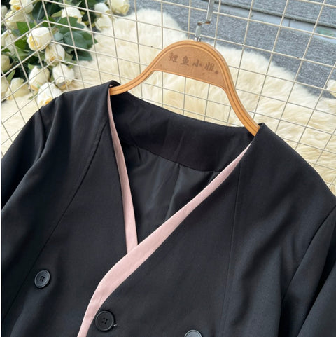 Uniform Style Blazer & Skirt 2Pcs
