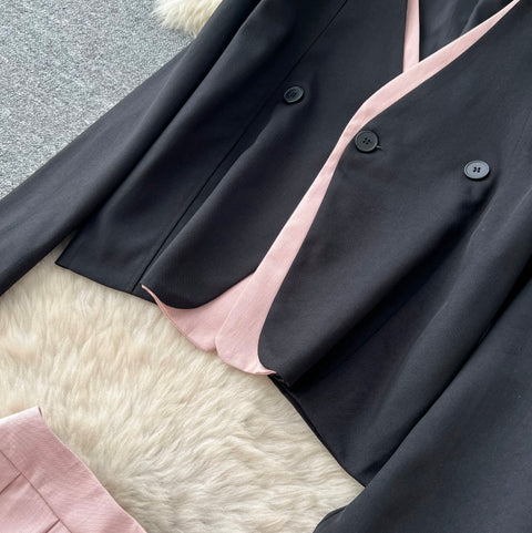 Uniform Style Blazer & Skirt 2Pcs