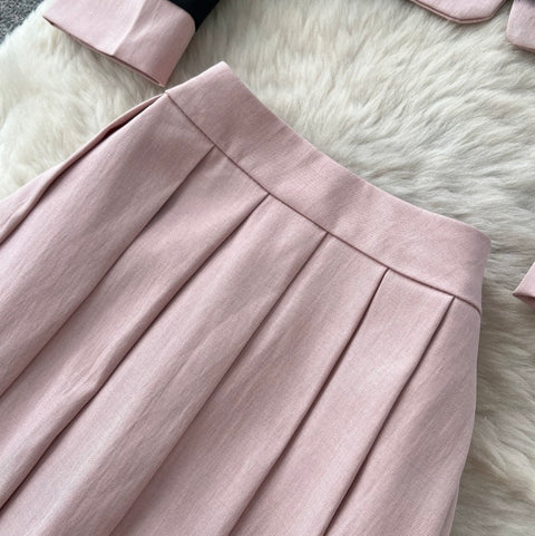 Uniform Style Blazer & Skirt 2Pcs