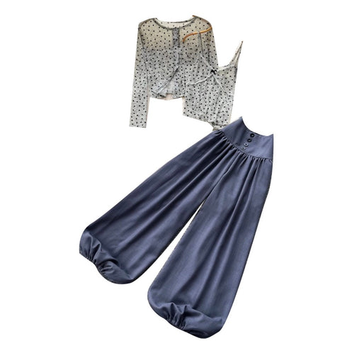Printed Cardigan & Camisole & Trousers 3Pcs