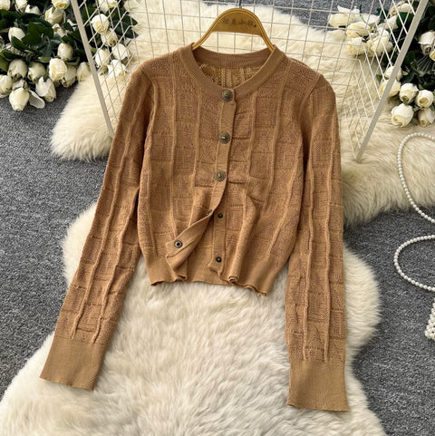Cardigan & Vest Dress Coffee Knit 2Pcs