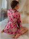 Japanese Style Lace-up Floral Bathrobe