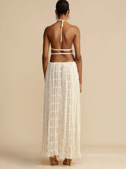 Halter Top&Pleated Skirt Chiffon 2Pcs