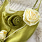 High-end 3d Floral Split Slip Dress