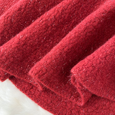 French Style V-neck Knitted Dress