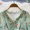 Vintage Pleated Short Sleeve Floral Dress