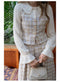 Lace Patchwork Shirt&Skirt Plaid 2Pcs