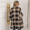 Color-block Plaid Single-breasted Fleece Top