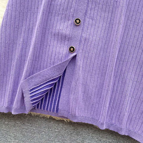 Doll Collar Single-breasted Knitted Dress