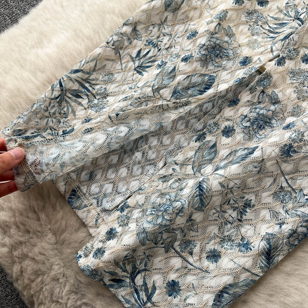 High-end Patchwork Mesh Floral Dress– irococo